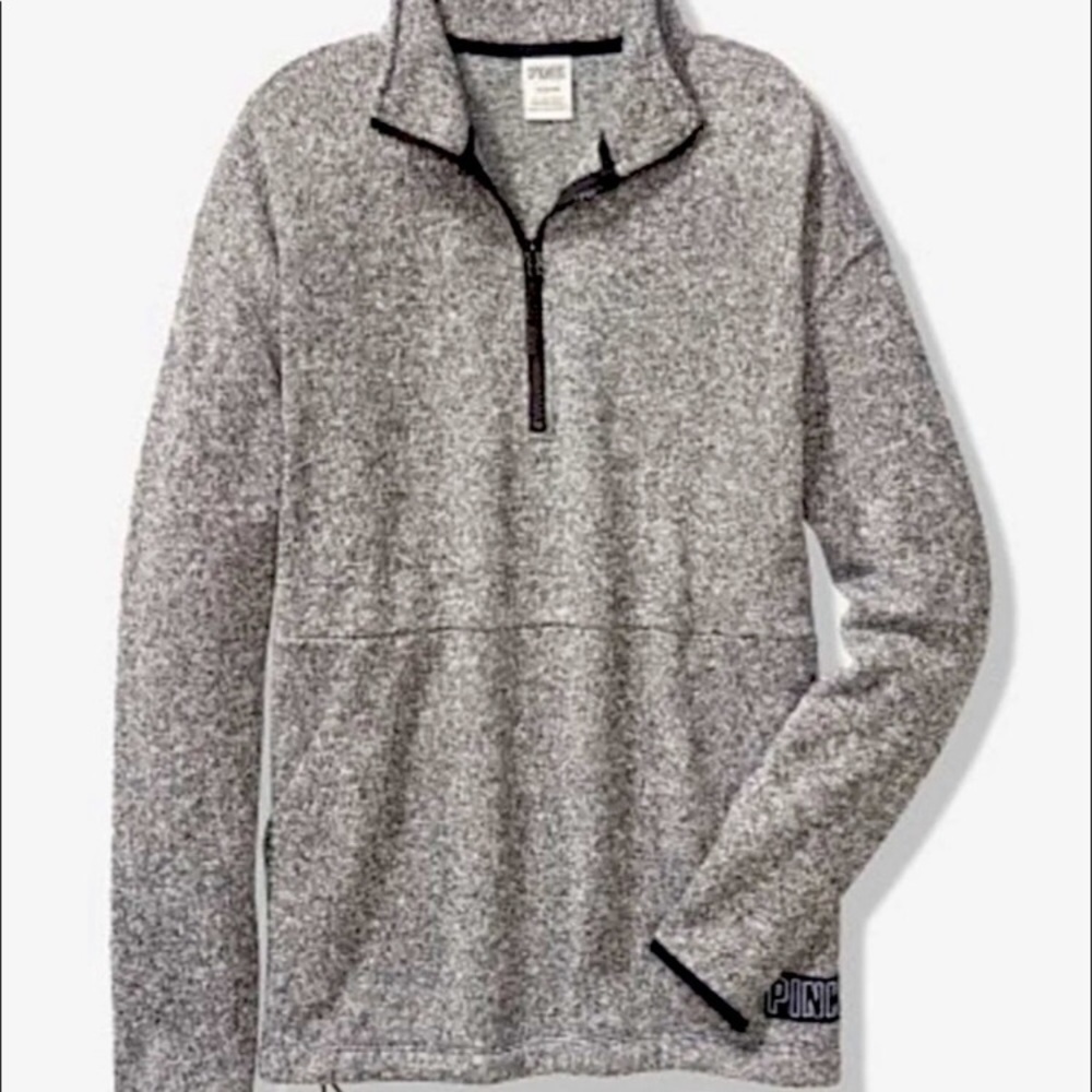 OPEN TO OFFERS// VS Pink Gray Marled Knit Half Zip Sweatshirt
